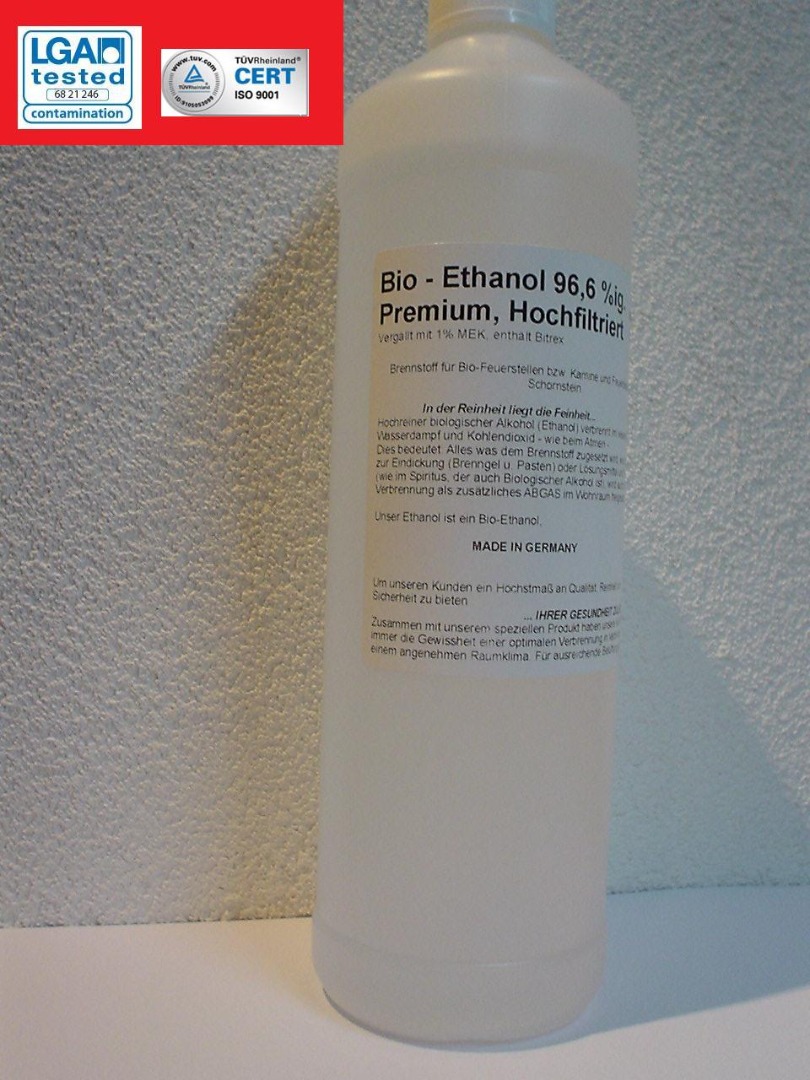 1 Liter Bioethanol 96,6% - Bio Ethanol - Bio Alkohol - 1L - 1000ml